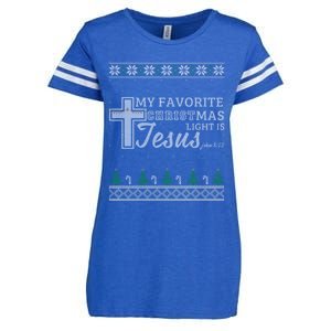 My Favorite Christmas Light Is Jesus Christian Ugly Funny Gift Enza Ladies Jersey Football T-Shirt