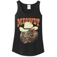 Meowdy! Funny Country Music Cat Cowboy Hat Vintage Ladies Essential Tank