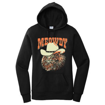 Meowdy! Funny Country Music Cat Cowboy Hat Vintage Women's Pullover Hoodie