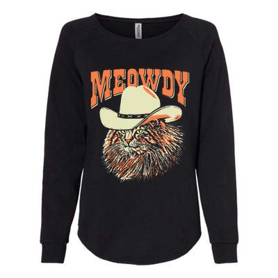 Meowdy! Funny Country Music Cat Cowboy Hat Vintage Womens California Wash Sweatshirt