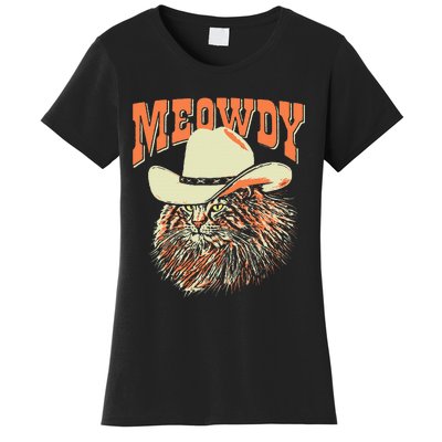 Meowdy! Funny Country Music Cat Cowboy Hat Vintage Women's T-Shirt