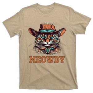 Meowdy Funny Cat Graphic Western Cowboy Cat Meow Howdy T-Shirt