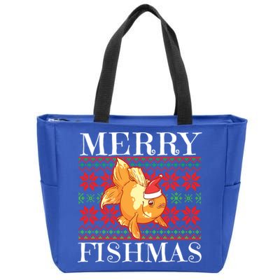 Merry Fishmas Christmas Japanese Koi Fish Gift Zip Tote Bag