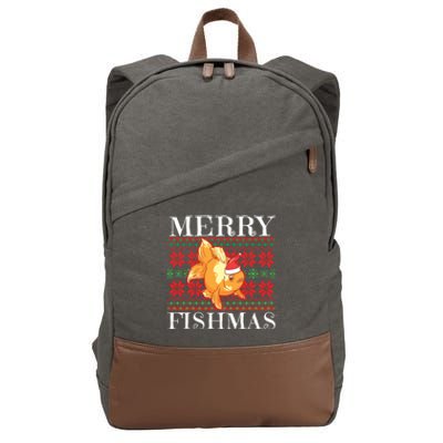 Merry Fishmas Christmas Japanese Koi Fish Gift Cotton Canvas Backpack