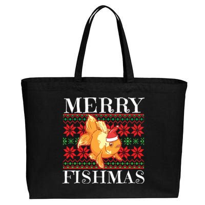 Merry Fishmas Christmas Japanese Koi Fish Gift Cotton Canvas Jumbo Tote