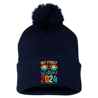 My First Cruise 2024 Family Vacation Cruise Ship Travel Pom Pom 12in Knit Beanie