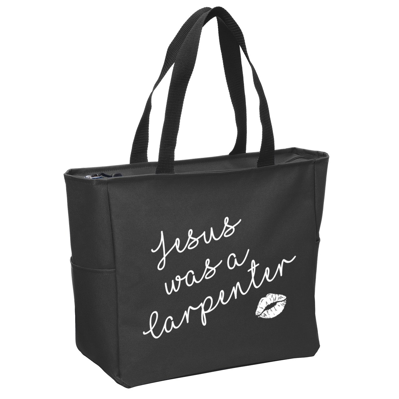 Music Festival Clothing Girl Women Jesus Was A Carpenter Zip Tote Bag