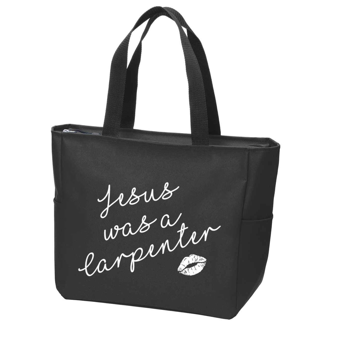 Music Festival Clothing Girl Women Jesus Was A Carpenter Zip Tote Bag