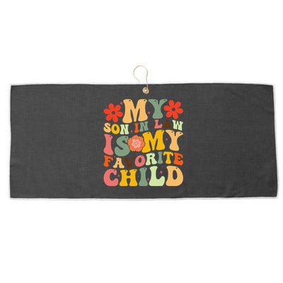 My Favorite Child Is My Son In Law Funny Family Humor Retro Large Microfiber Waffle Golf Towel