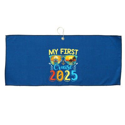 My First Cruise Ship Squad 2025 Family Summer Vacation Trip Large Microfiber Waffle Golf Towel