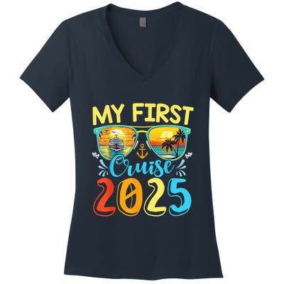 My First Cruise Ship Squad 2025 Family Summer Vacation Trip Women's V-Neck T-Shirt
