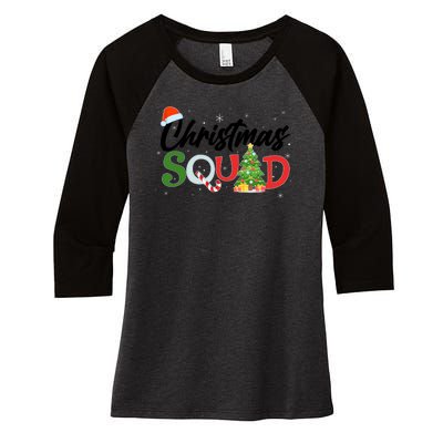 Matching Family Christmas Squad Women's Tri-Blend 3/4-Sleeve Raglan Shirt