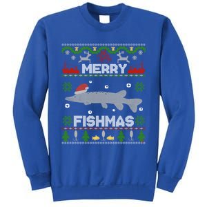 Merry Fishmas Christmas Sweater Looking Stiched Funny Fish Gift Sweatshirt