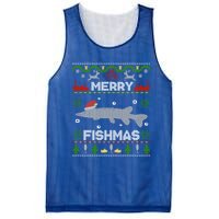 Merry Fishmas Christmas Sweater Looking Stiched Funny Fish Gift Mesh Reversible Basketball Jersey Tank