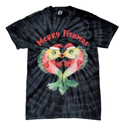 Merry FIshmas Cute Fish Christmas Gift Tie-Dye T-Shirt