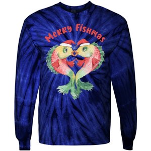 Merry FIshmas Cute Fish Christmas Gift Tie-Dye Long Sleeve Shirt