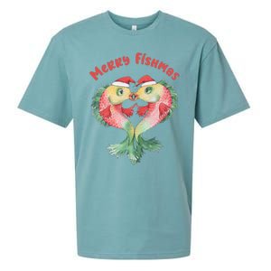 Merry FIshmas Cute Fish Christmas Gift Sueded Cloud Jersey T-Shirt