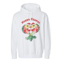 Merry FIshmas Cute Fish Christmas Gift Garment-Dyed Fleece Hoodie