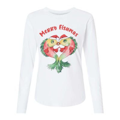 Merry FIshmas Cute Fish Christmas Gift Womens Cotton Relaxed Long Sleeve T-Shirt