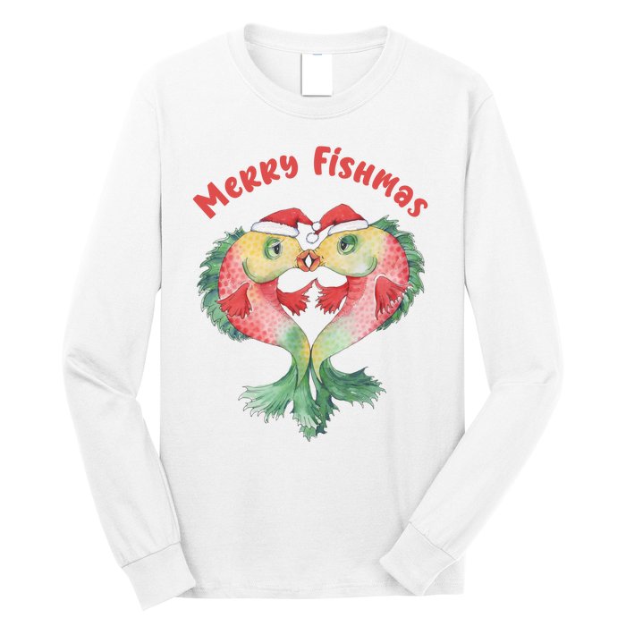 Merry FIshmas Cute Fish Christmas Gift Long Sleeve Shirt