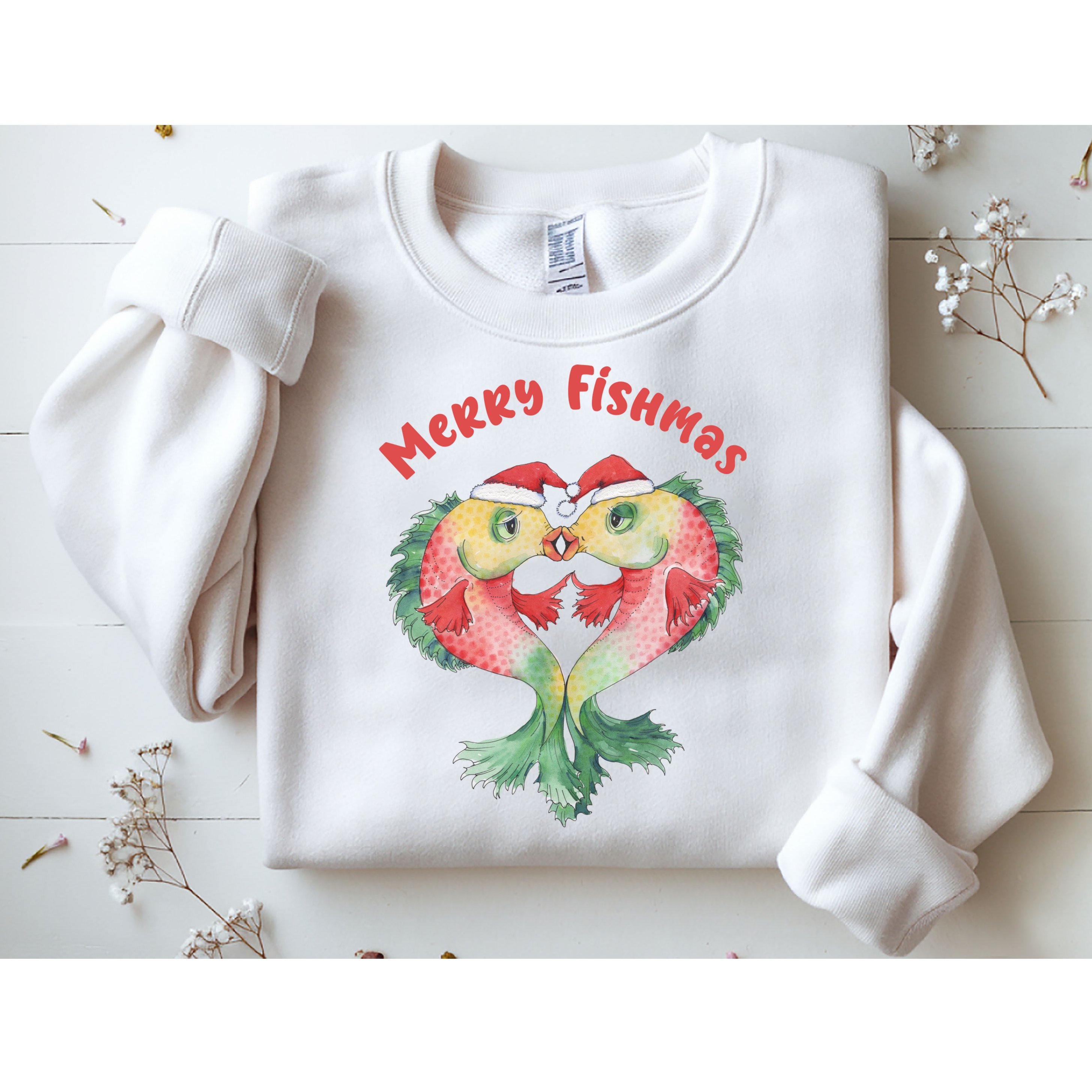 Merry FIshmas Cute Fish Christmas Gift Sweatshirt