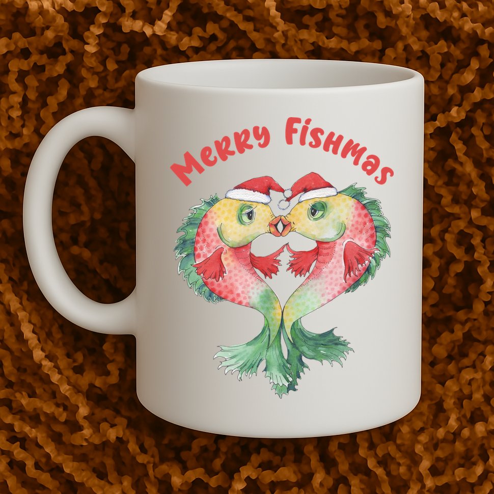 Merry FIshmas Cute Fish Christmas Gift Mug