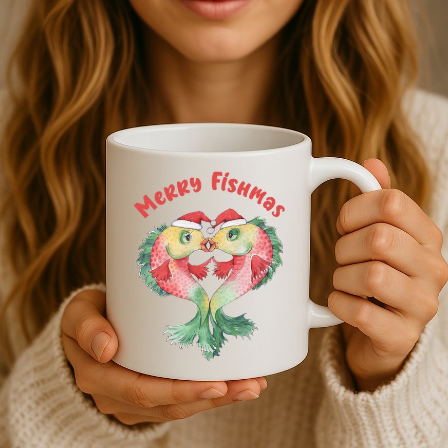 Merry FIshmas Cute Fish Christmas Gift Mug