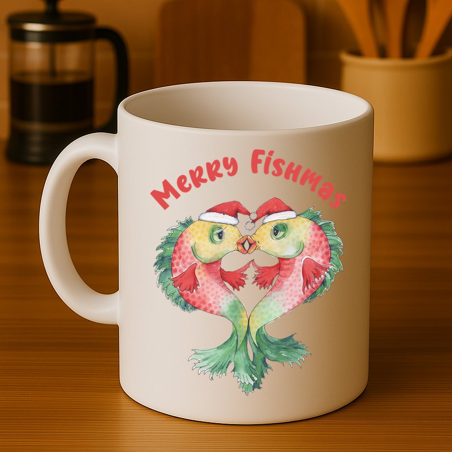 Merry FIshmas Cute Fish Christmas Gift Mug