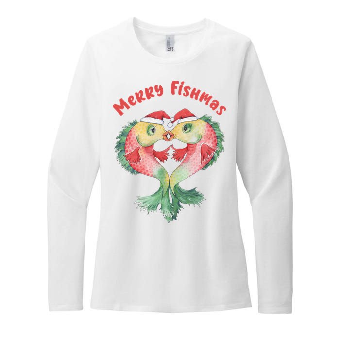 Merry FIshmas Cute Fish Christmas Gift Womens CVC Long Sleeve Shirt