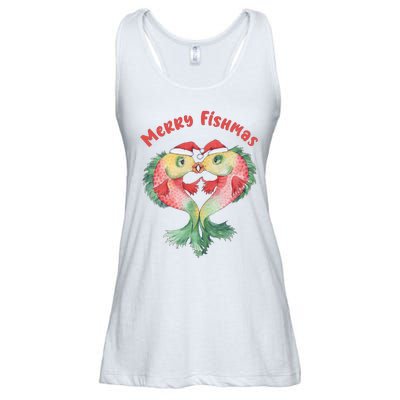 Merry FIshmas Cute Fish Christmas Gift Ladies Essential Flowy Tank