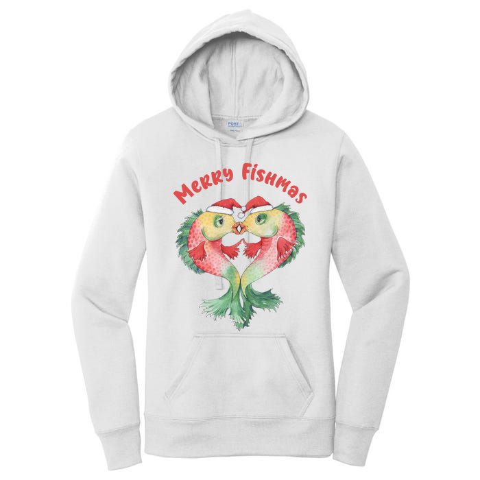 Merry FIshmas Cute Fish Christmas Gift Women's Pullover Hoodie