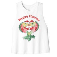 Merry FIshmas Cute Fish Christmas Gift Women's Racerback Cropped Tank