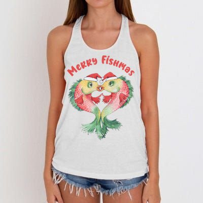 Merry FIshmas Cute Fish Christmas Gift Women's Knotted Racerback Tank