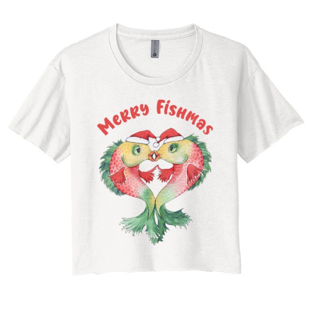 Merry FIshmas Cute Fish Christmas Gift Crop Top