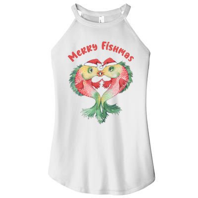 Merry FIshmas Cute Fish Christmas Gift Women's Perfect Tri Rocker Tank