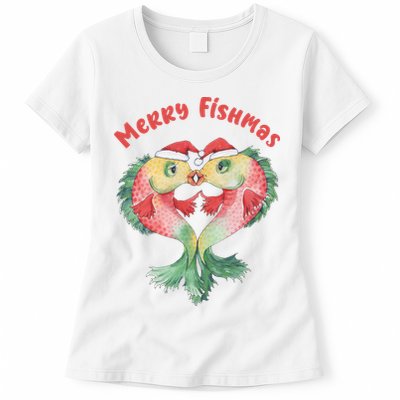 Merry FIshmas Cute Fish Christmas Gift Womens T-Shirt
