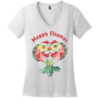 Merry FIshmas Cute Fish Christmas Gift Women's V-Neck T-Shirt