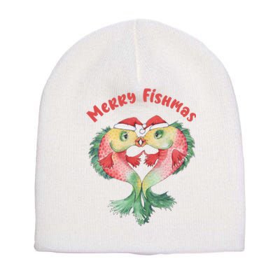 Merry FIshmas Cute Fish Christmas Gift Short Acrylic Beanie