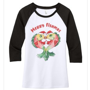 Merry FIshmas Cute Fish Christmas Gift Women's Tri-Blend 3/4-Sleeve Raglan Shirt