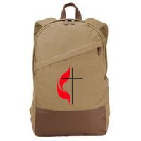 Methodist Flag Christian Cross And Flame Cotton Canvas Backpack