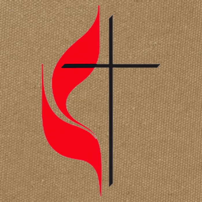 Methodist Flag Christian Cross And Flame Cotton Canvas Backpack
