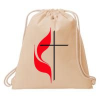 Methodist Flag Christian Cross And Flame Drawstring Bag