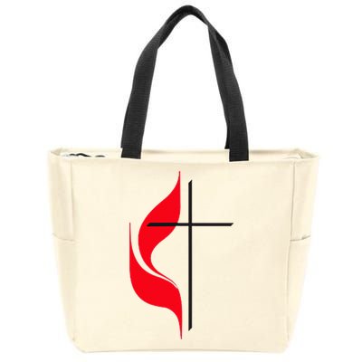 Methodist Flag Christian Cross And Flame Zip Tote Bag