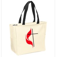 Methodist Flag Christian Cross And Flame Zip Tote Bag