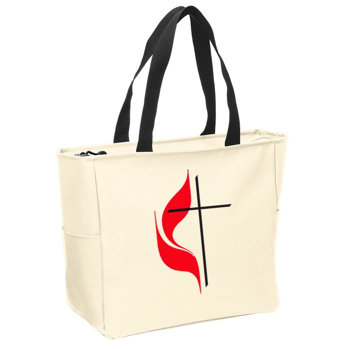 Methodist Flag Christian Cross And Flame Zip Tote Bag