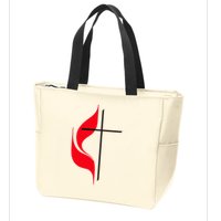 Methodist Flag Christian Cross And Flame Zip Tote Bag