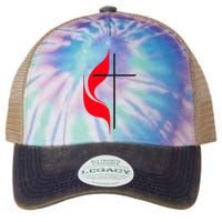 Methodist Flag Christian Cross And Flame Legacy Tie Dye Trucker Hat