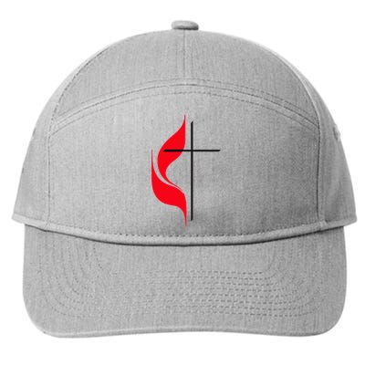 Methodist Flag Christian Cross And Flame 7-Panel Snapback Hat