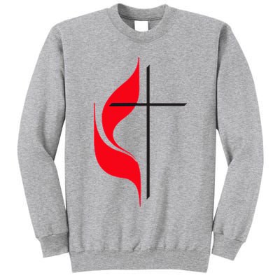 Methodist Flag Christian Cross And Flame Tall Sweatshirt