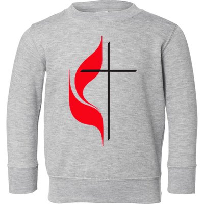 Methodist Flag Christian Cross And Flame Toddler Sweatshirt